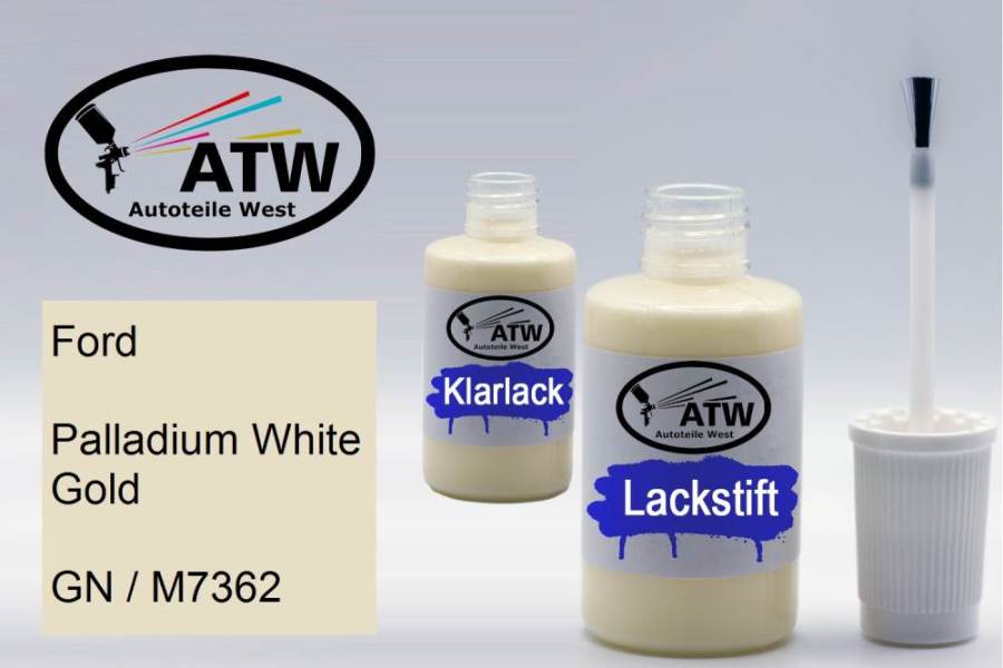 Ford, Palladium White Gold, GN / M7362: 20ml Lackstift + 20ml Klarlack - Set, von ATW Autoteile West.